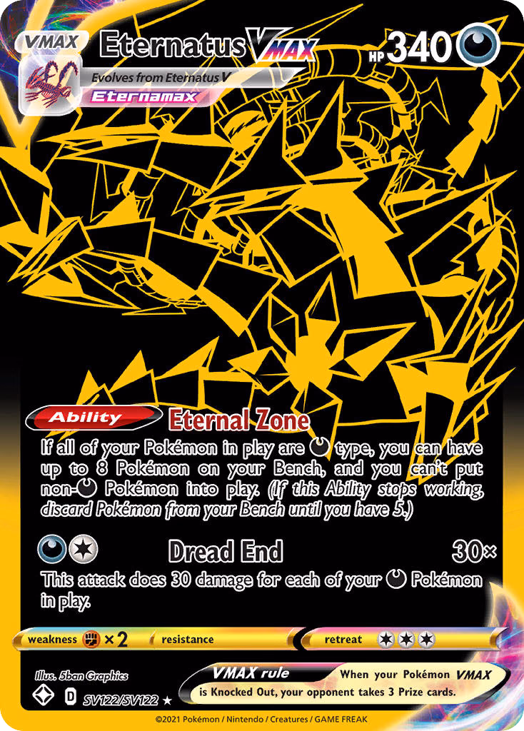 Eternatus VMAX Pokemon card (SV122/SV122, Shining Fates Shiny Vault)