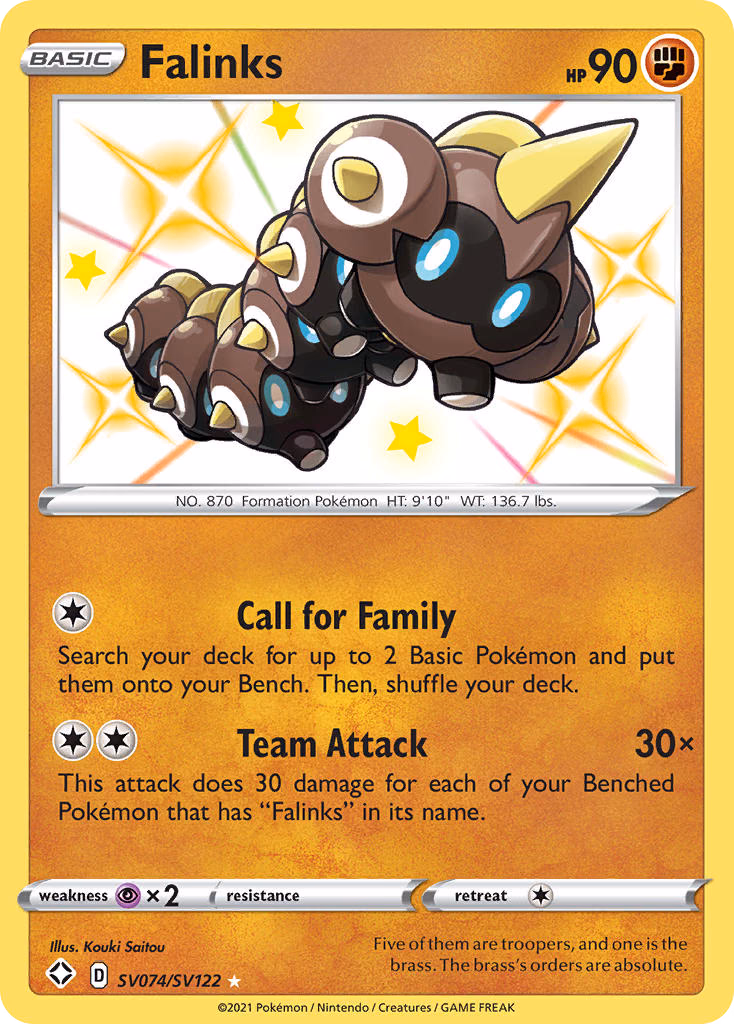Falinks Pokemon card (SV074/SV122, Shining Fates Shiny Vault)