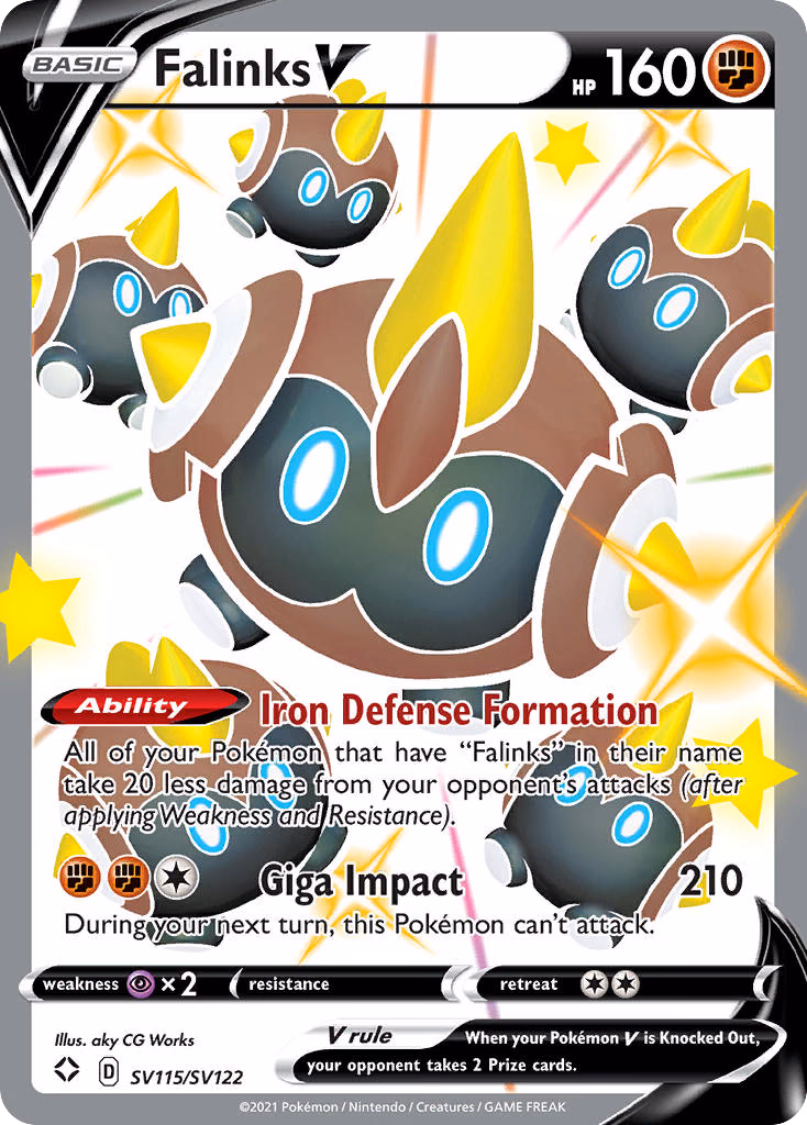 Falinks V Pokemon card (SV115/SV122, Shining Fates Shiny Vault)