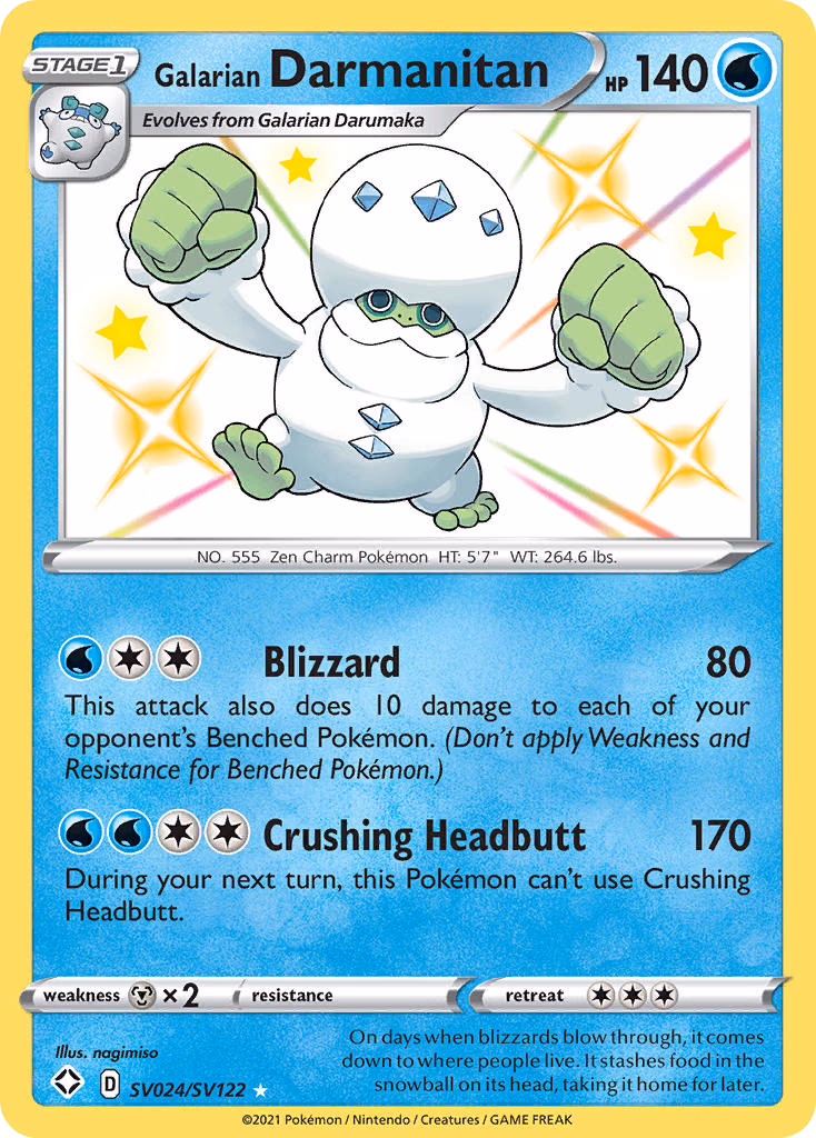 Galarian Darmanitan Pokemon card (SV024/SV122, Shining Fates Shiny Vault)
