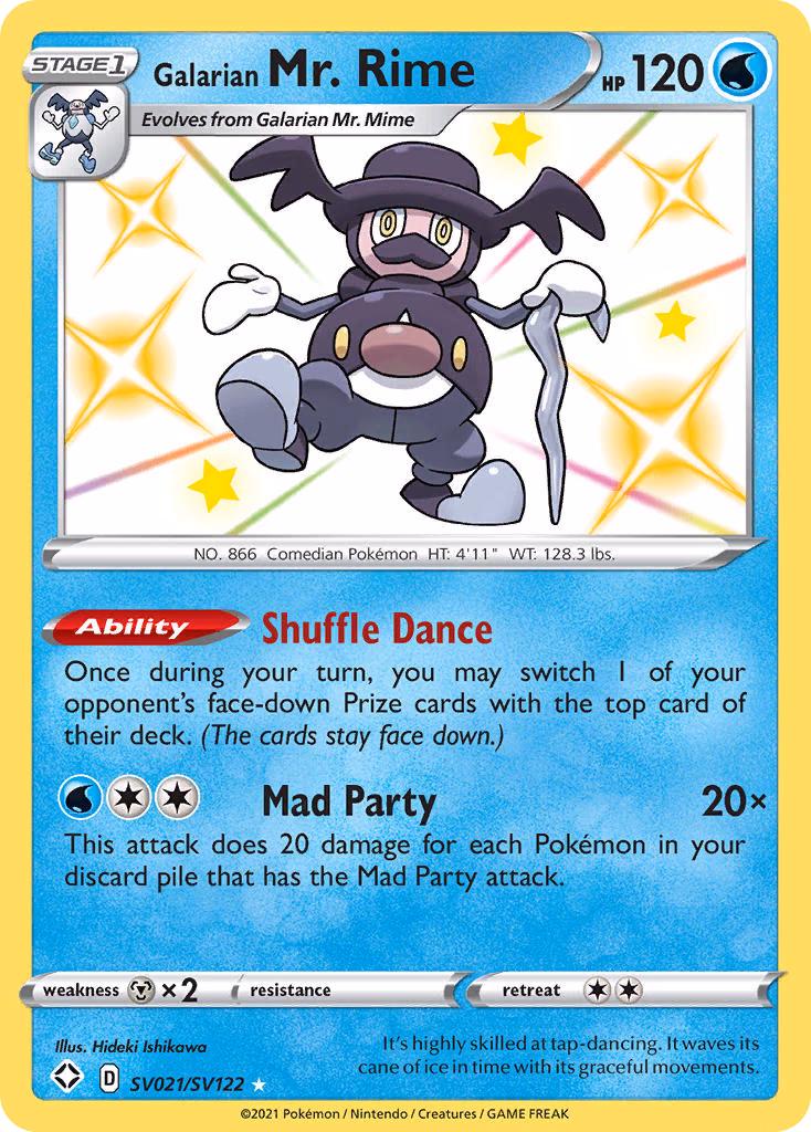 Galarian Mr. Rime Pokemon card (SV021/SV122, Shining Fates Shiny Vault)