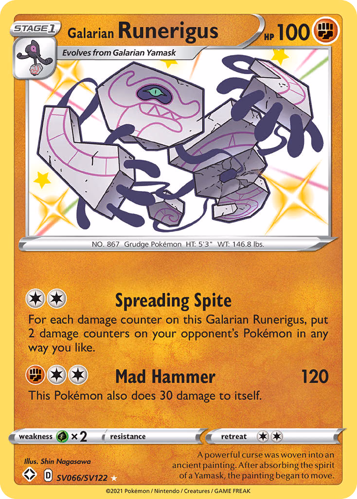Galarian Runerigus Pokemon card (SV066/SV122, Shining Fates Shiny Vault)