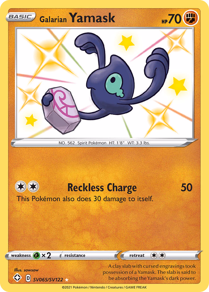 Galarian Yamask Pokemon card (SV065/SV122, Shining Fates Shiny Vault)