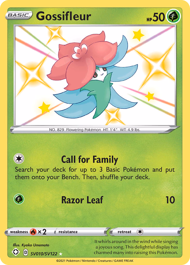 Gossifleur Pokemon card (SV010/SV122, Shining Fates Shiny Vault)
