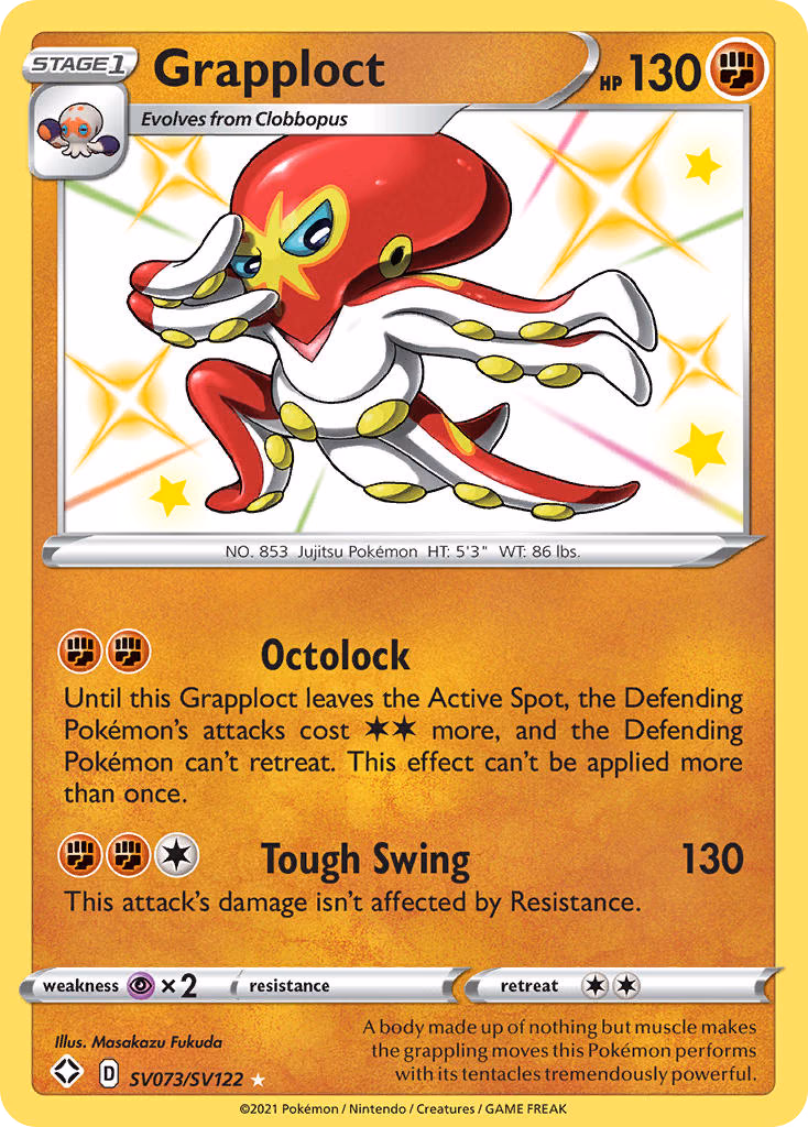 Grapploct Pokemon card (SV073/SV122, Shining Fates Shiny Vault)
