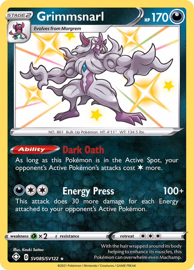 Grimmsnarl Pokemon card (SV085/SV122, Shining Fates Shiny Vault)