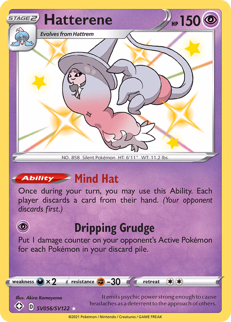 Hatterene Pokemon card (SV056/SV122, Shining Fates Shiny Vault)