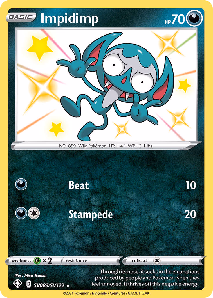 Impidimp Pokemon card (SV083/SV122, Shining Fates Shiny Vault)