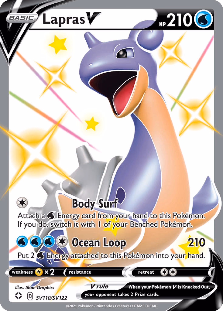 Lapras V Pokemon card (SV110/SV122, Shining Fates Shiny Vault)