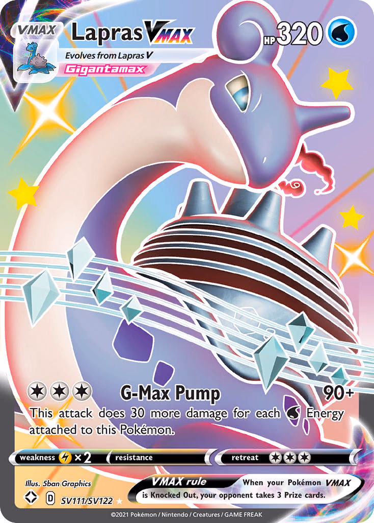 Lapras VMAX Pokemon card (SV111/SV122, Shining Fates Shiny Vault)