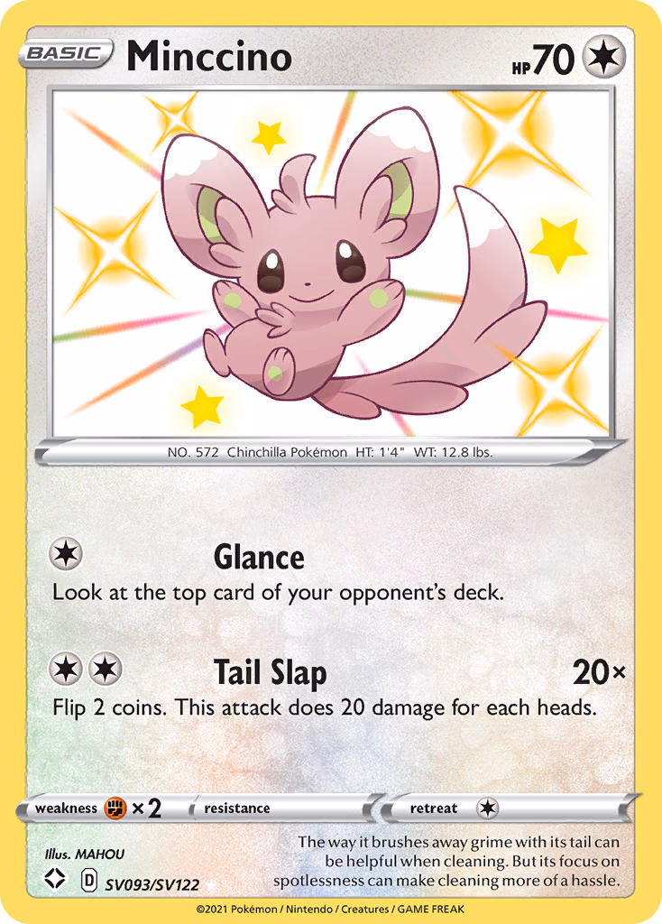 Minccino Pokemon card (SV093/SV122, Shining Fates Shiny Vault)
