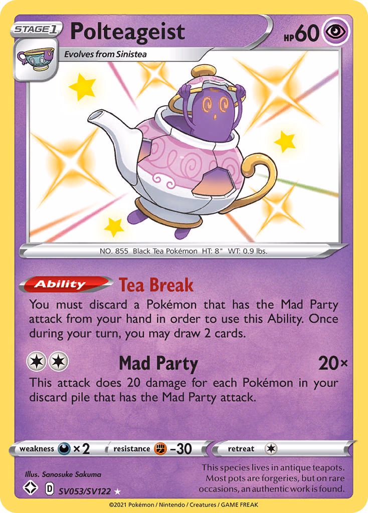 Polteageist Pokemon card (SV053/SV122, Shining Fates Shiny Vault)