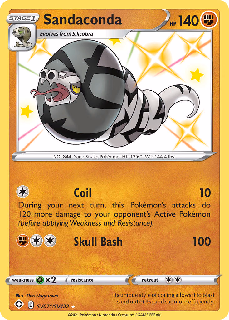 Sandaconda Pokemon card (SV071/SV122, Shining Fates Shiny Vault)