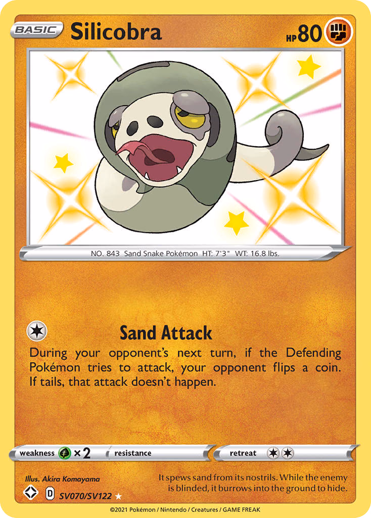 Silicobra Pokemon card (SV070/SV122, Shining Fates Shiny Vault)