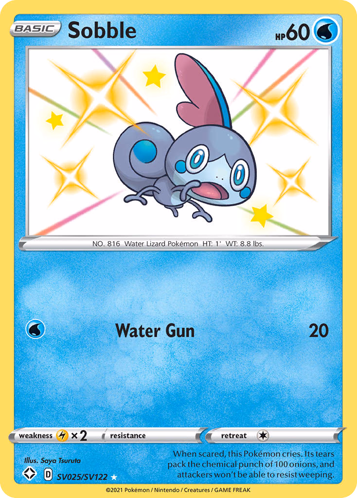Sobble Pokemon card (SV025/SV122, Shining Fates Shiny Vault)