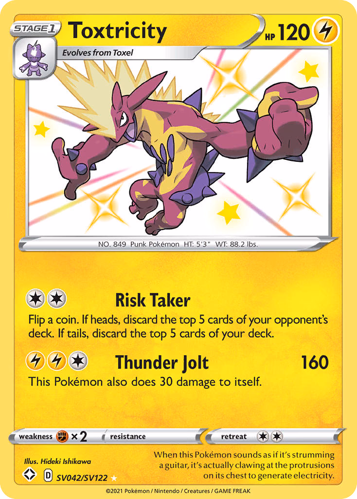 Toxtricity Pokemon card (SV042/SV122, Shining Fates Shiny Vault)