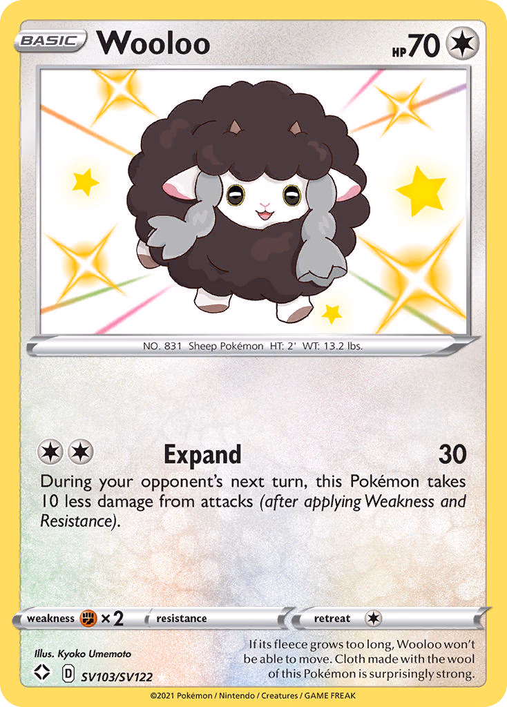 Wooloo Pokemon card (SV103/SV122, Shining Fates Shiny Vault)