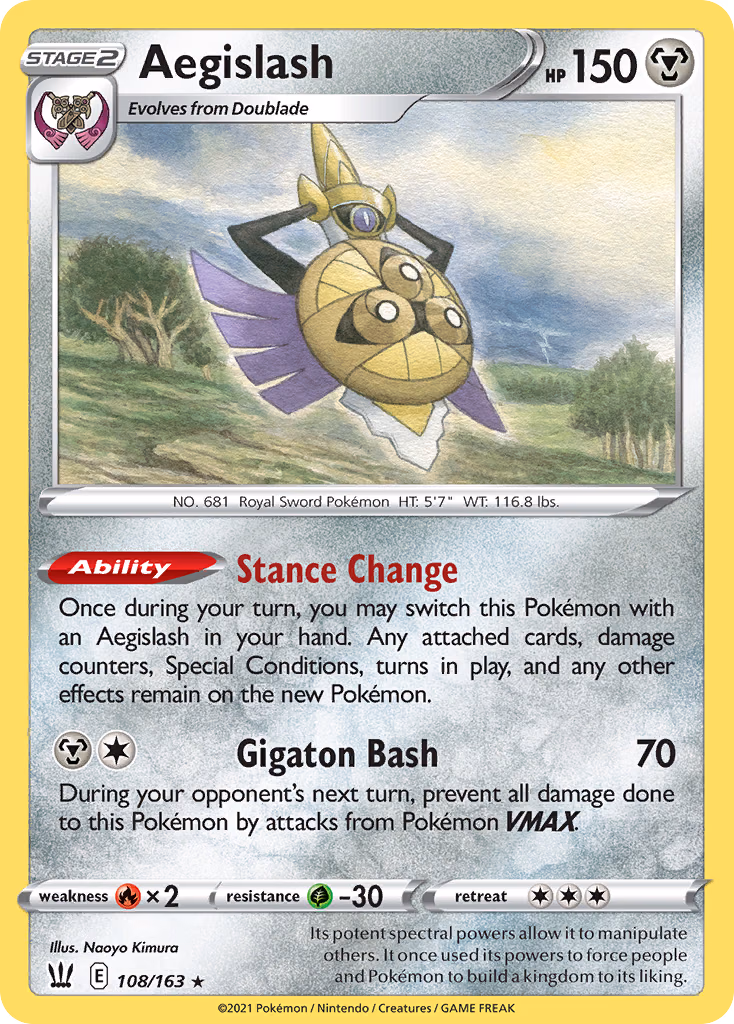 Aegislash Pokemon card (108/163, Battle Styles)