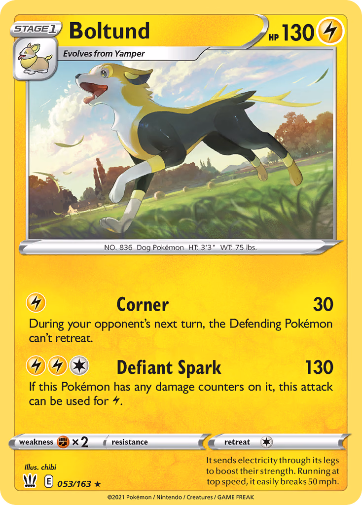 Boltund Pokemon card (053/163, Battle Styles)