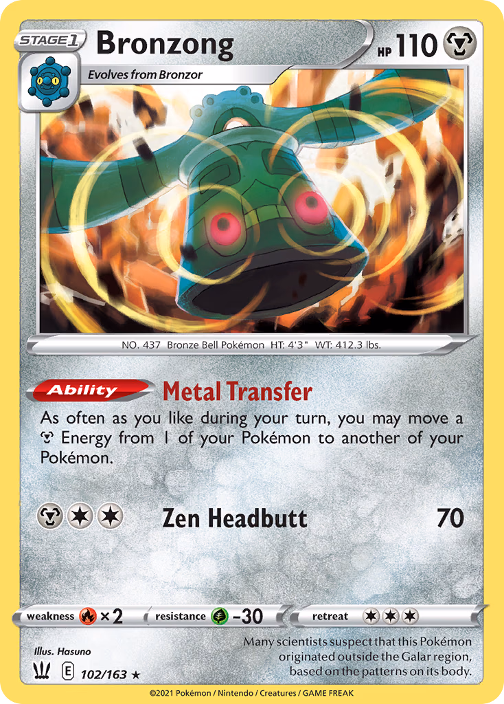 Bronzong Pokemon card (102/163, Battle Styles)