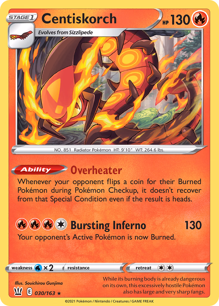 Centiskorch Pokemon card (030/163, Battle Styles)