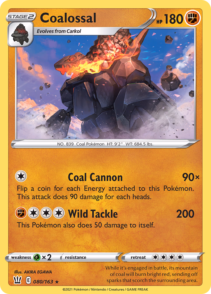 Coalossal Pokemon card (080/163, Battle Styles)