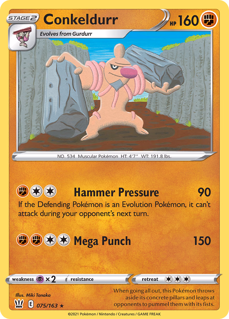 Conkeldurr Pokemon card (075/163, Battle Styles)