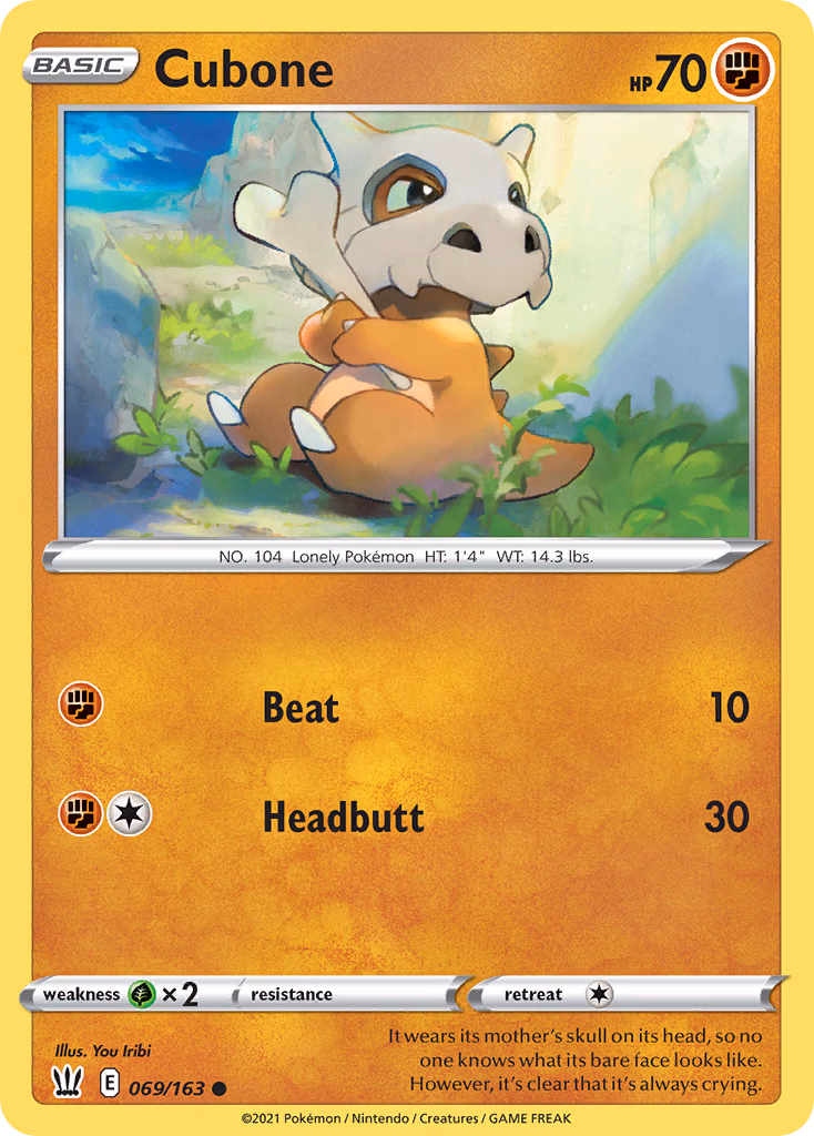 Cubone Pokemon card (069/163, Battle Styles)