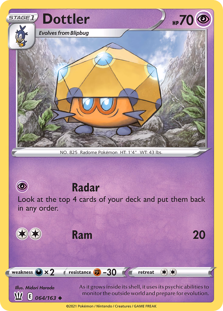 Dottler Pokemon card (064/163, Battle Styles)