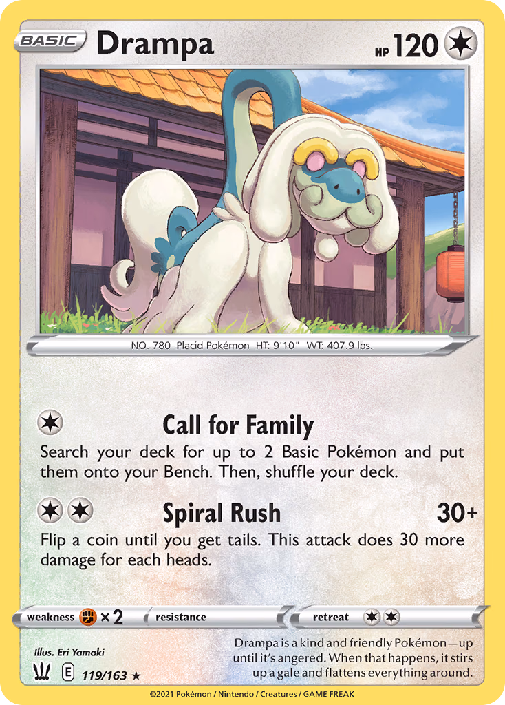 Drampa Pokemon card (119/163, Battle Styles)