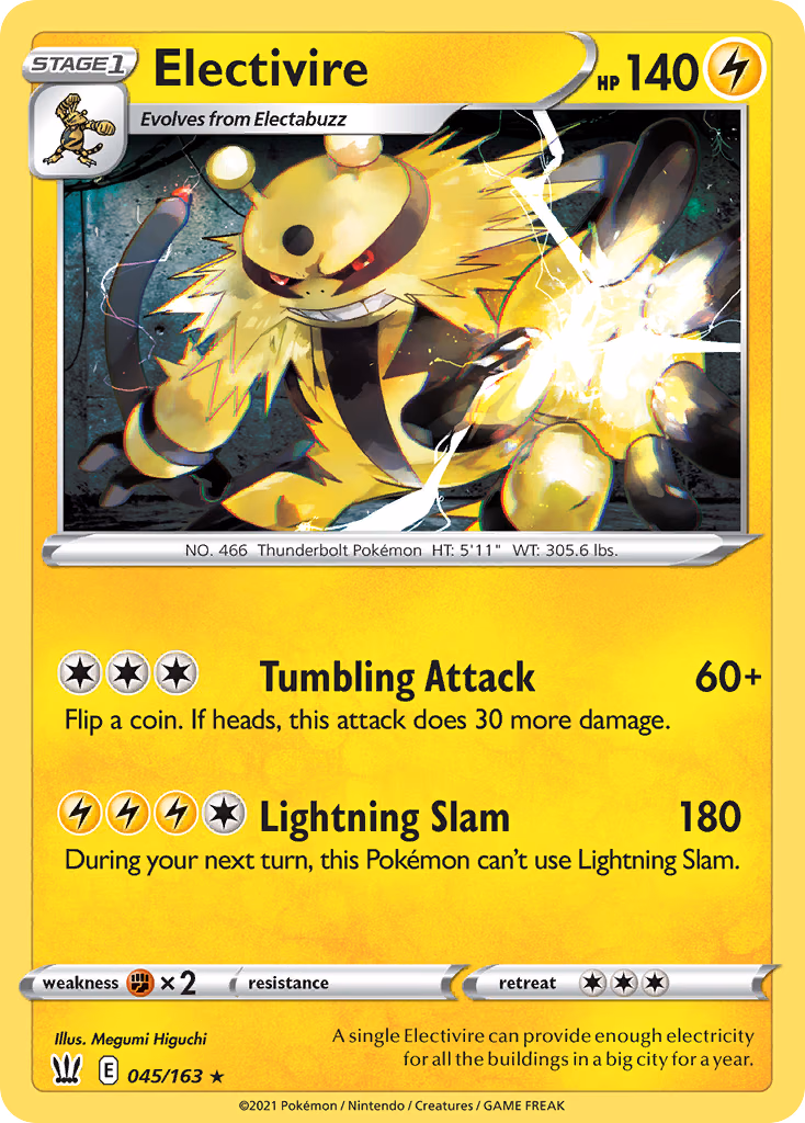 Electivire Pokemon card (045/163, Battle Styles)