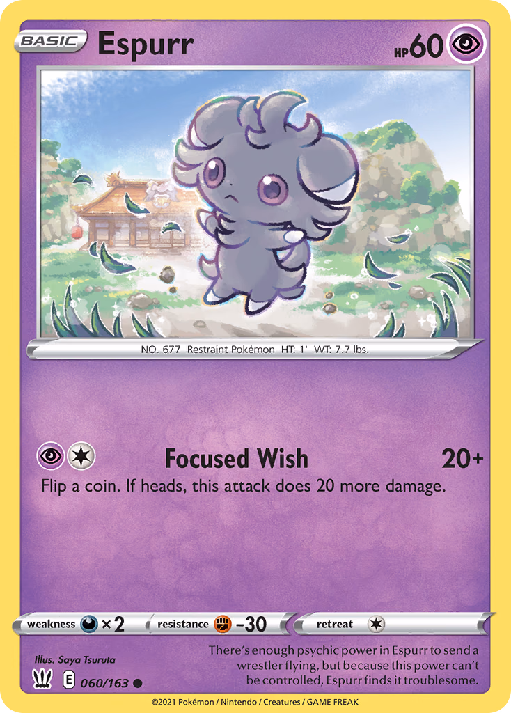 Espurr Pokemon card (060/163, Battle Styles)