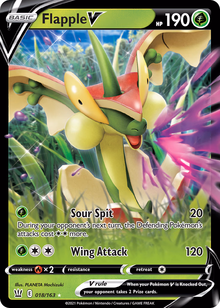 Flapple V Pokemon card (018/163, Battle Styles)