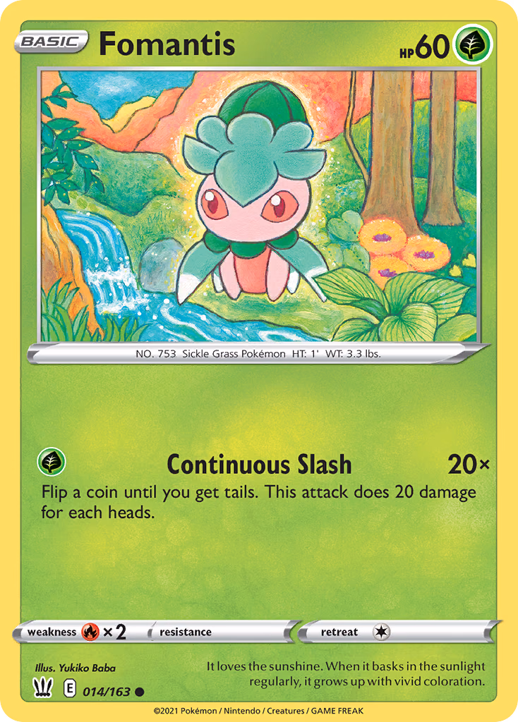 Fomantis Pokemon card (014/163, Battle Styles)