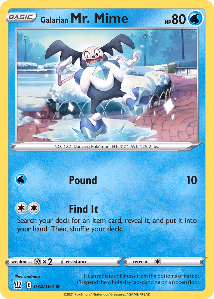 Galarian Mr. Mime Pokemon card (034/163, Battle Styles)