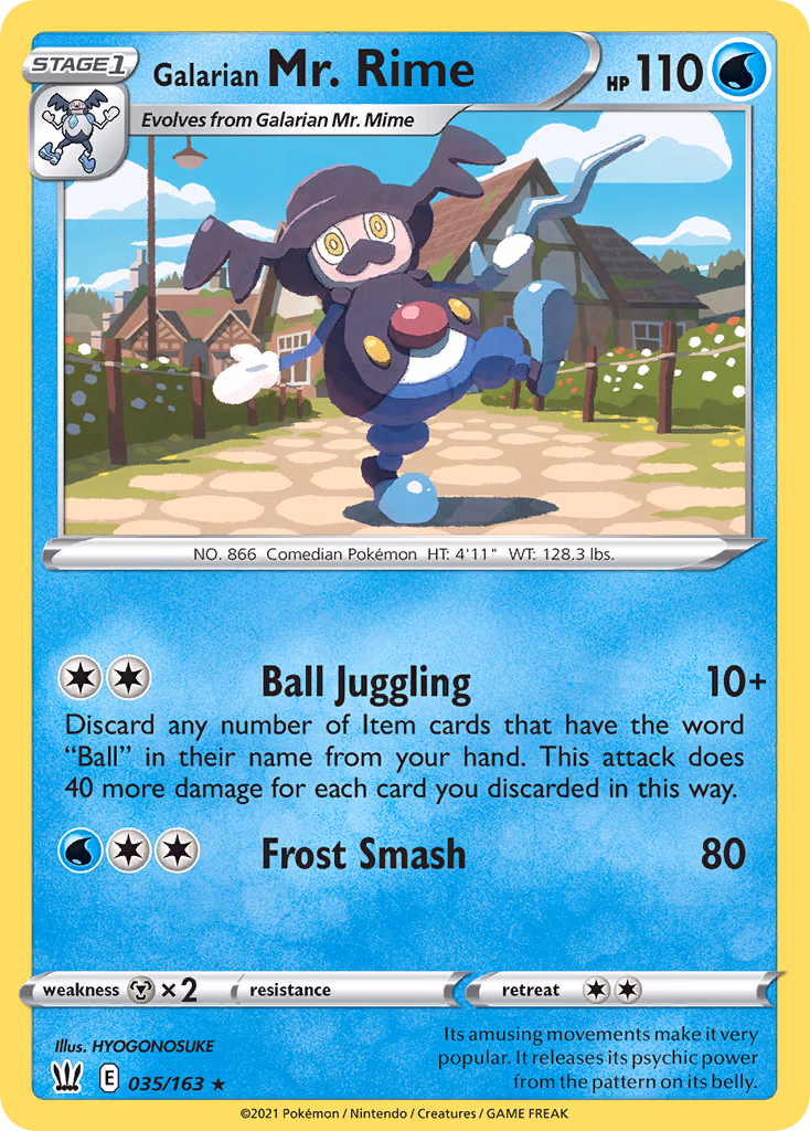 Galarian Mr. Rime Pokemon card (035/163, Battle Styles)