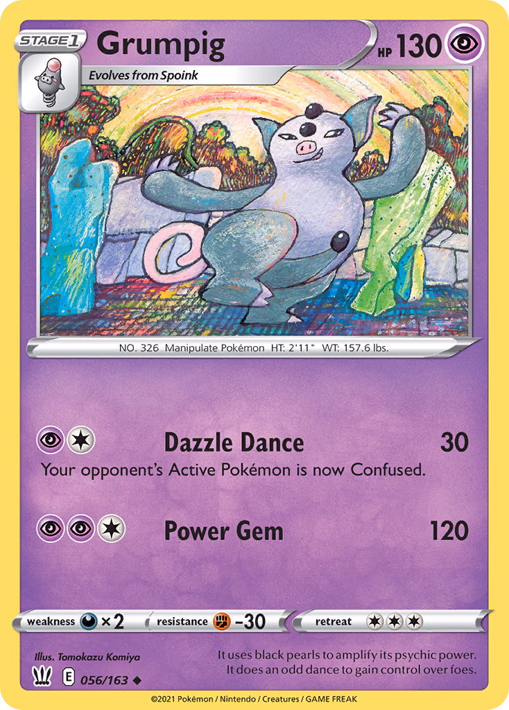 Grumpig Pokemon card (056/163, Battle Styles)