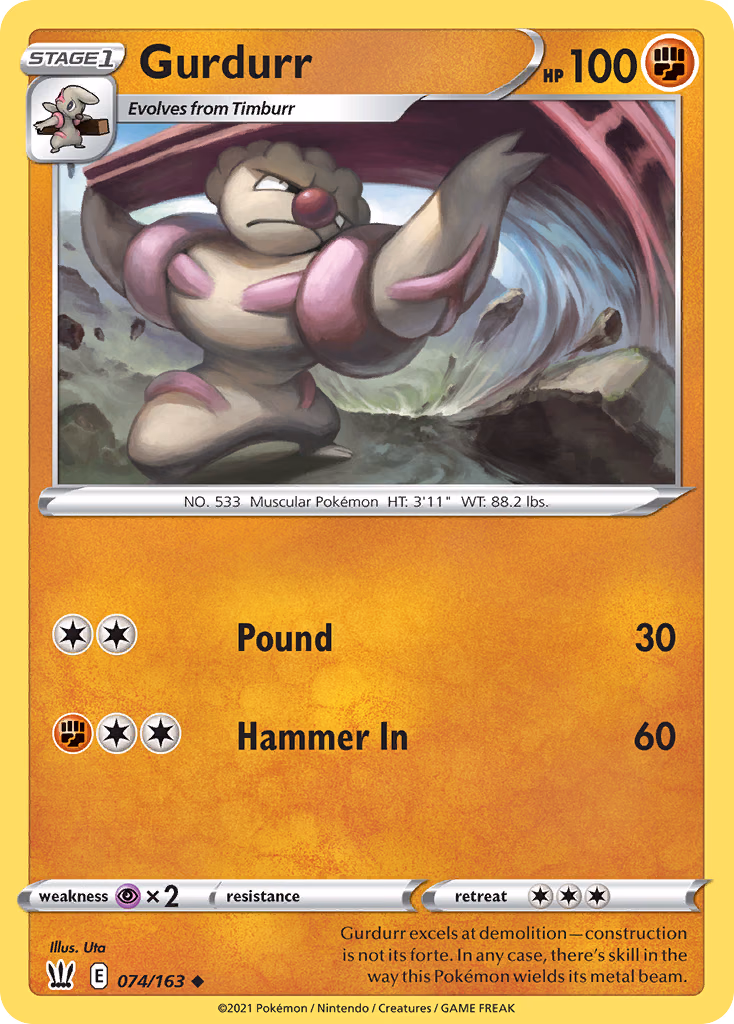 Gurdurr Pokemon card (074/163, Battle Styles)
