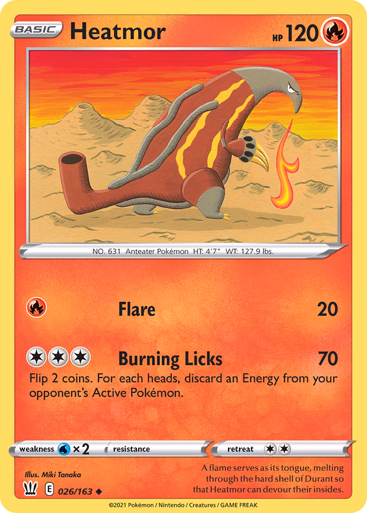 Heatmor Pokemon card (026/163, Battle Styles)