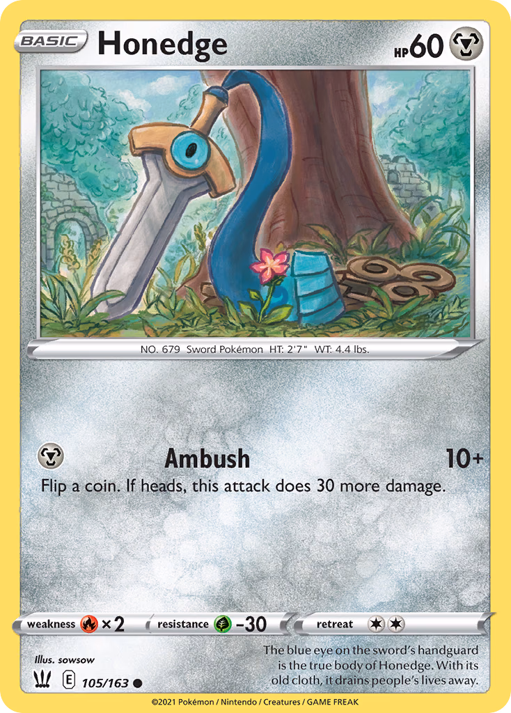 Honedge Pokemon card (105/163, Battle Styles)