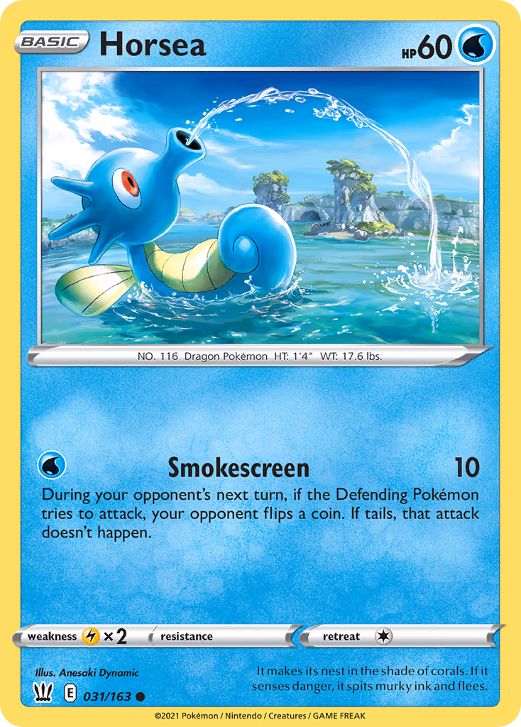 Horsea Pokemon card (031/163, Battle Styles)