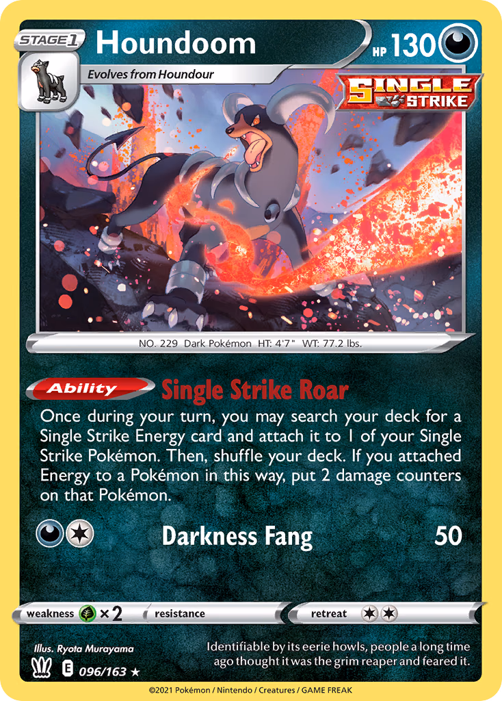 Houndoom Pokemon card (096/163, Battle Styles)