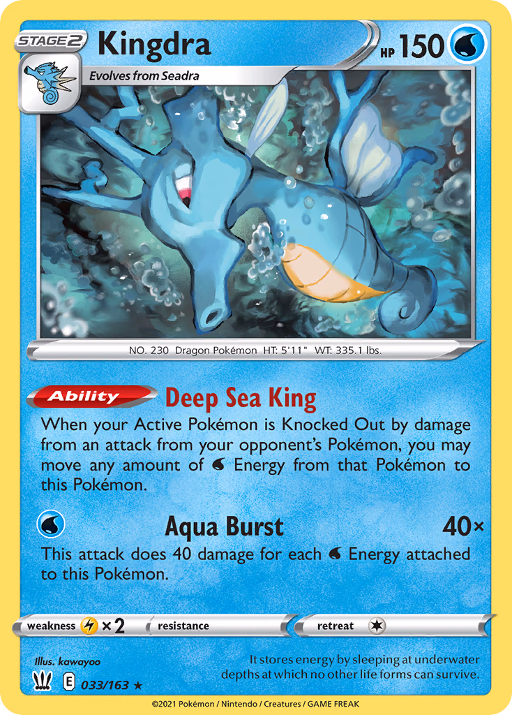 Kingdra Pokemon card (033/163, Battle Styles)