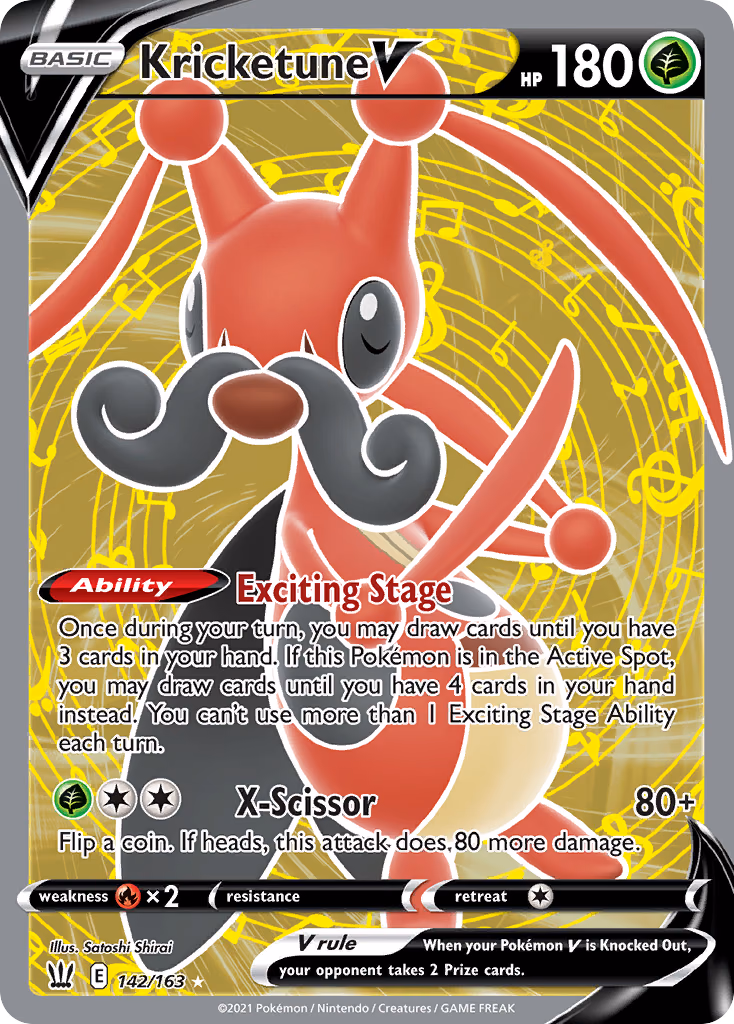 Kricketune V Pokemon card (142/163, Battle Styles)