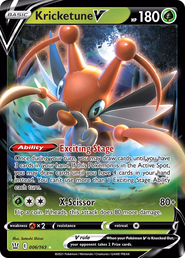 Kricketune V Pokemon card (006/163, Battle Styles)
