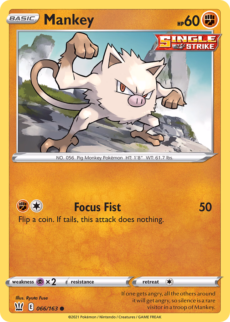 Mankey Pokemon card (066/163, Battle Styles)