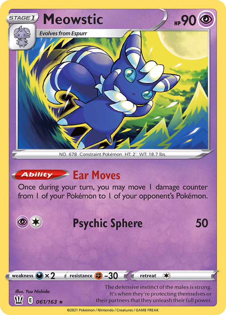 Meowstic Pokemon card (061/163, Battle Styles)