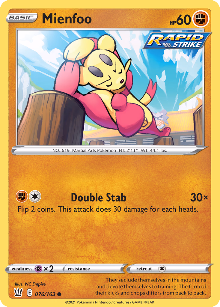 Mienfoo Pokemon card (076/163, Battle Styles)