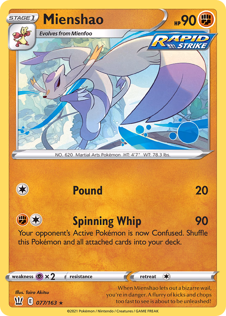 Mienshao Pokemon card (077/163, Battle Styles)