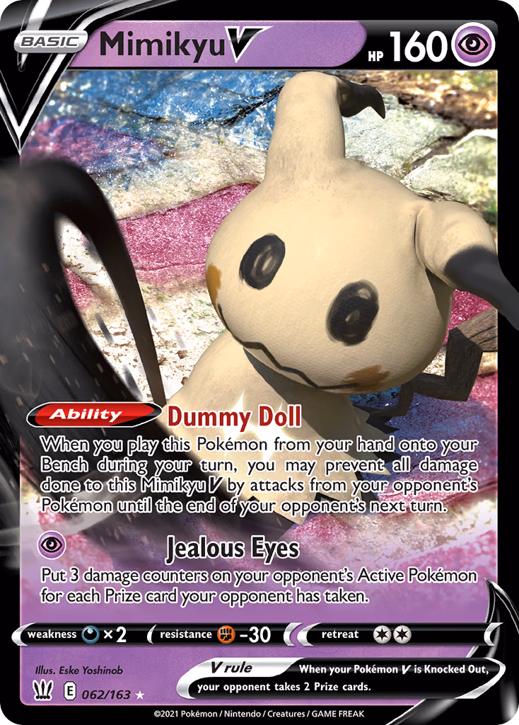 Mimikyu V Pokemon card (062/163, Battle Styles)